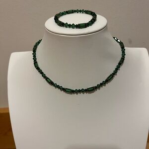 Elegant crystal necklace with matching bracelet